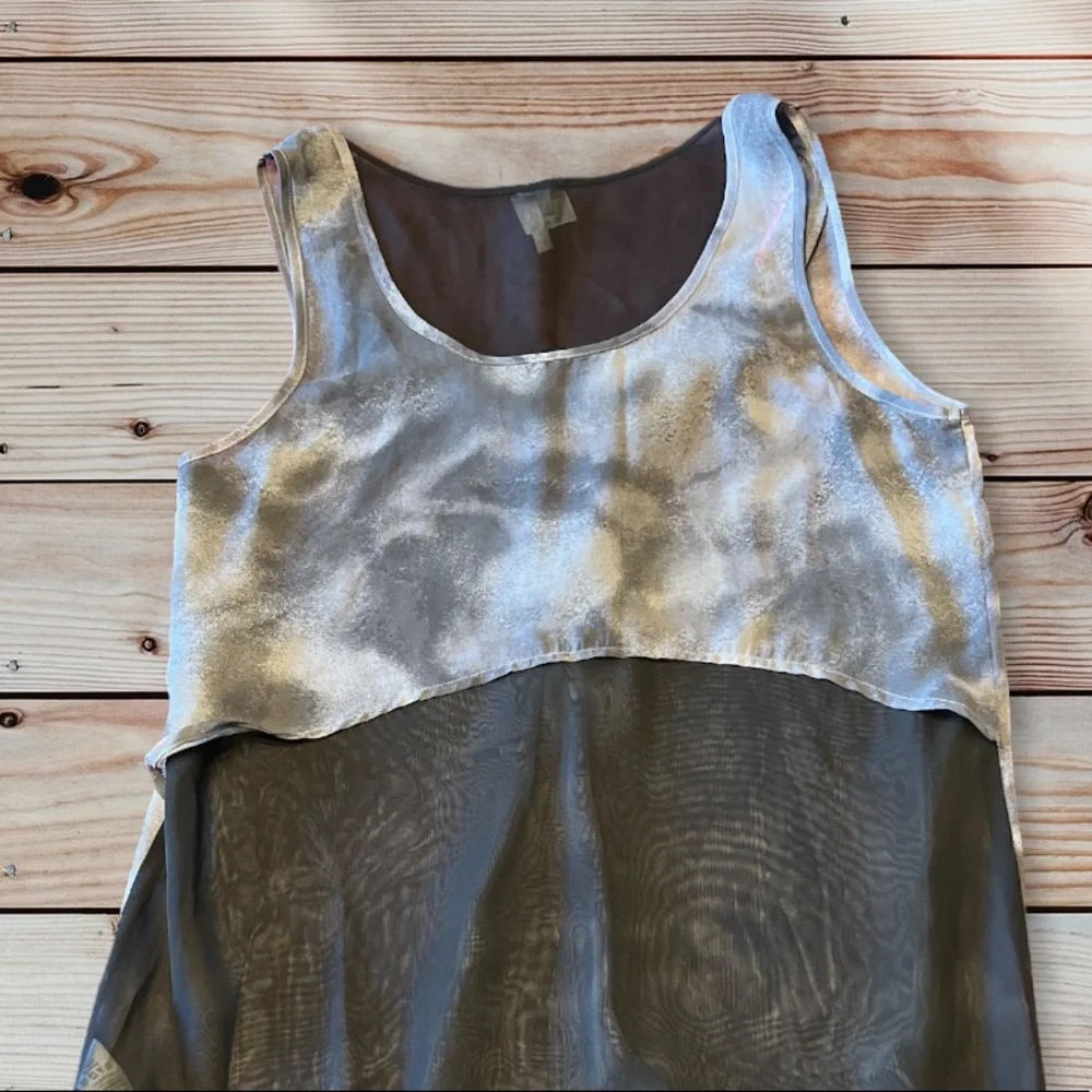 Maurices Studio Y Sheer Tank Gray Black Pink Rhinestone Medium - Picture 2 of 10